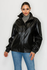 OVERSIZED FAUX LEATHER JACKET