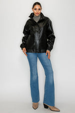 OVERSIZED FAUX LEATHER JACKET