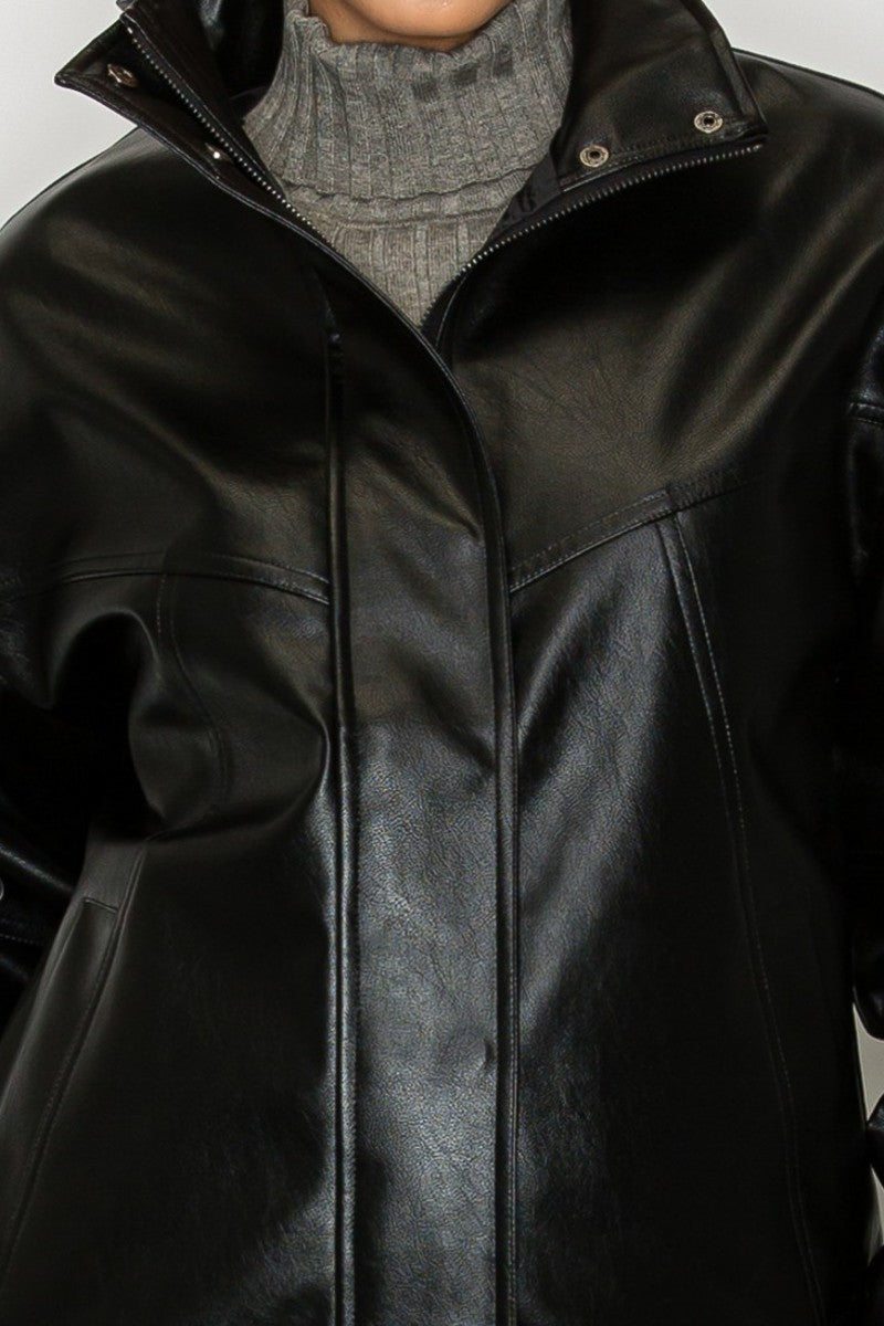 OVERSIZED FAUX LEATHER JACKET
