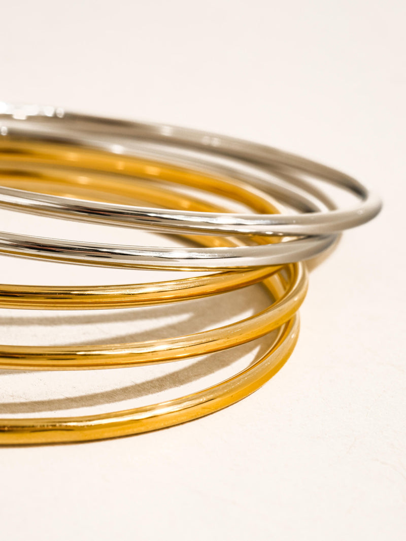 18K GOLD / SILVER THIN BRACELET STACK