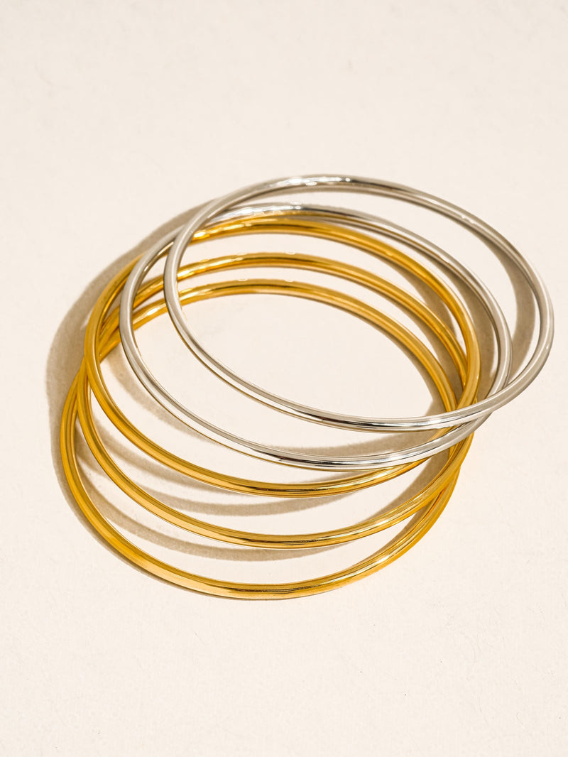 18K GOLD / SILVER THIN BRACELET STACK