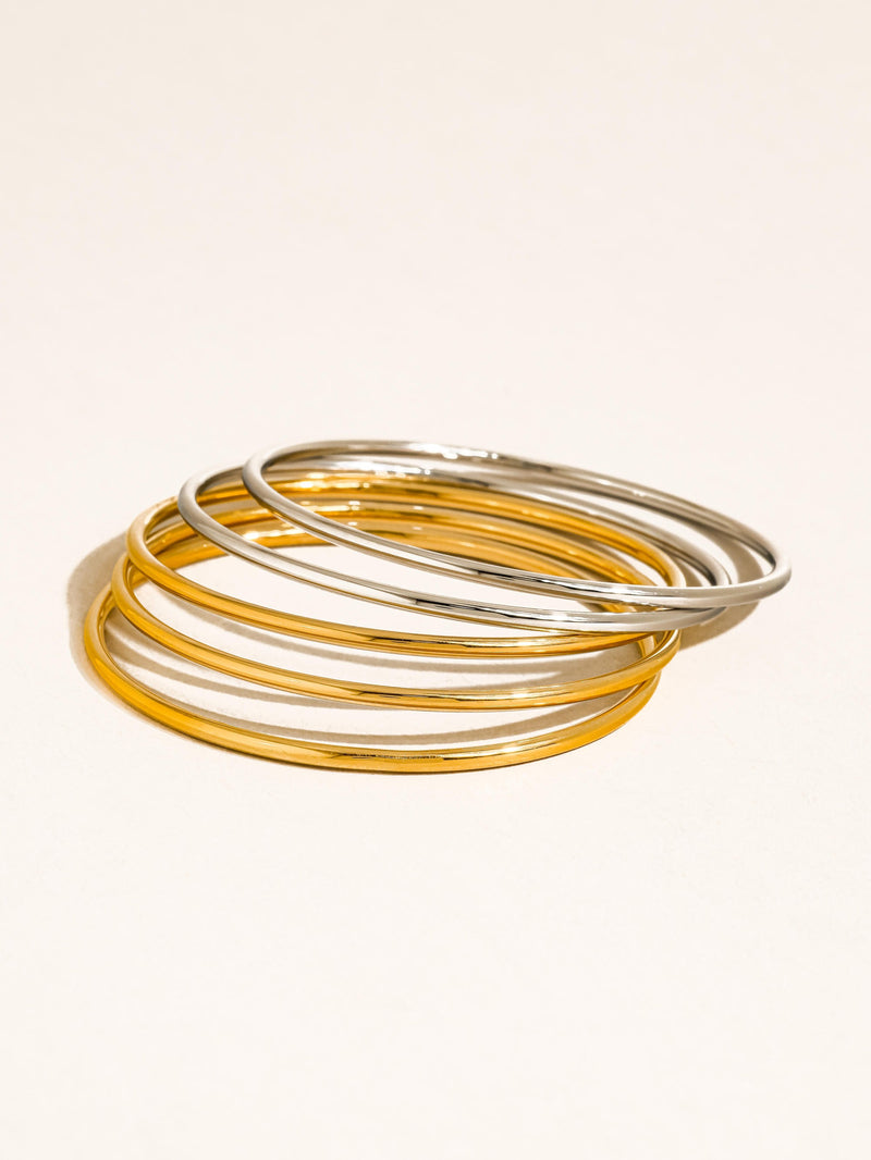 18K GOLD / SILVER THIN BRACELET STACK