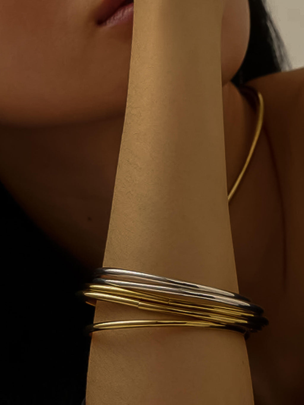 18K GOLD / SILVER THIN BRACELET STACK