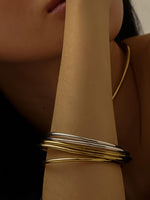 18K GOLD / SILVER THIN BRACELET STACK