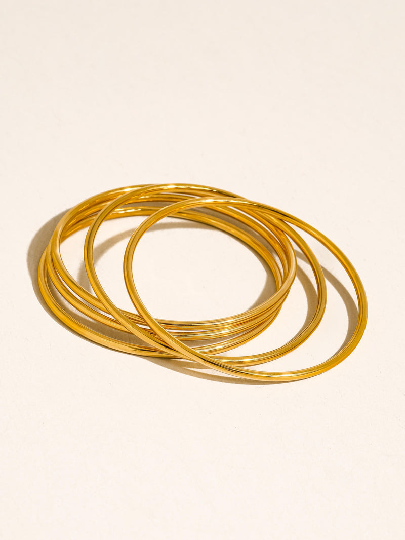 18K GOLD THIN BRACELET STACK
