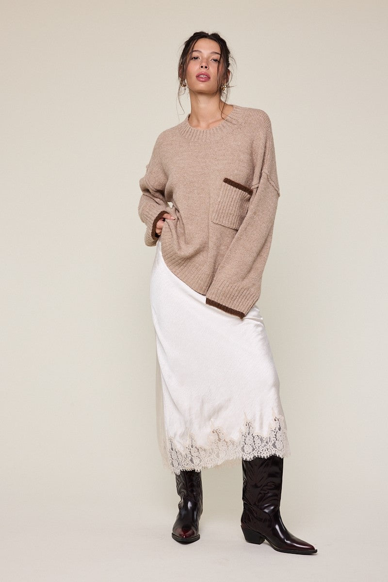 MAXI SATIN LACE SLIP