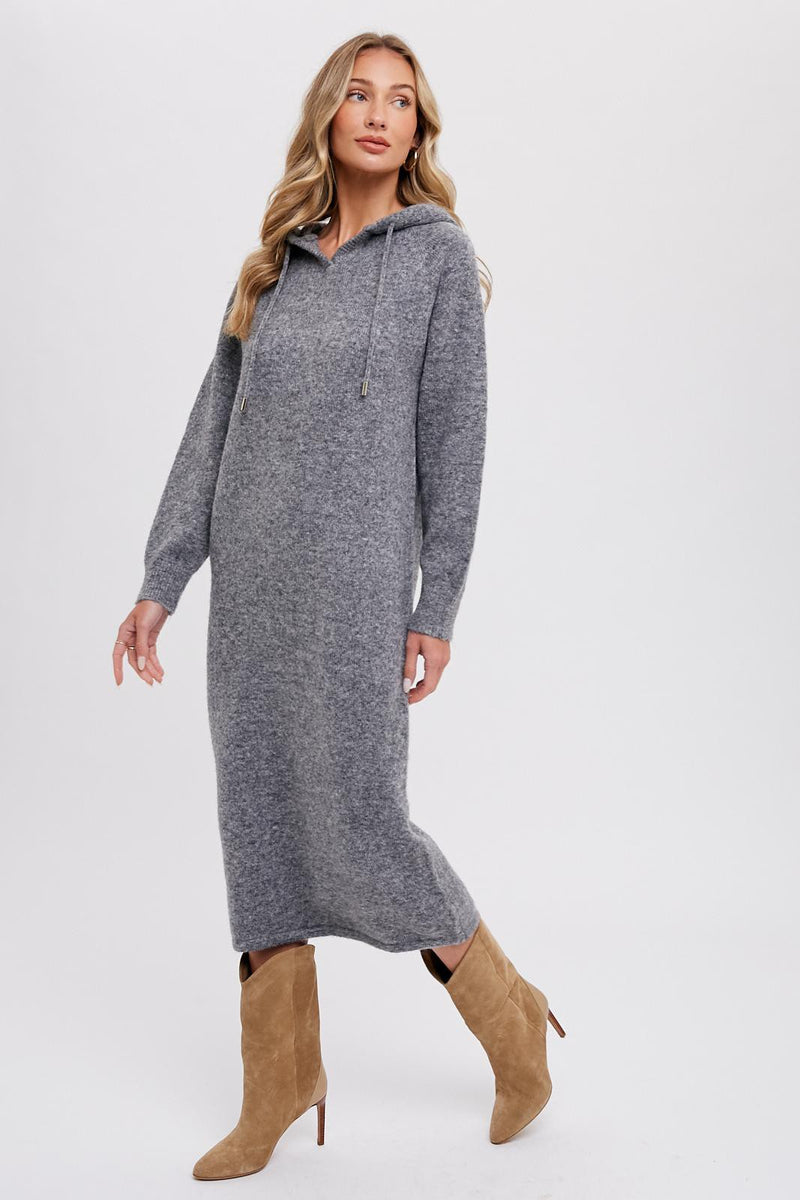 SARINA HOODIE SWEATER DRESS BLU Couture Clothing SARINA HOODIE SWEATER DRESS BLU Couture Clothing