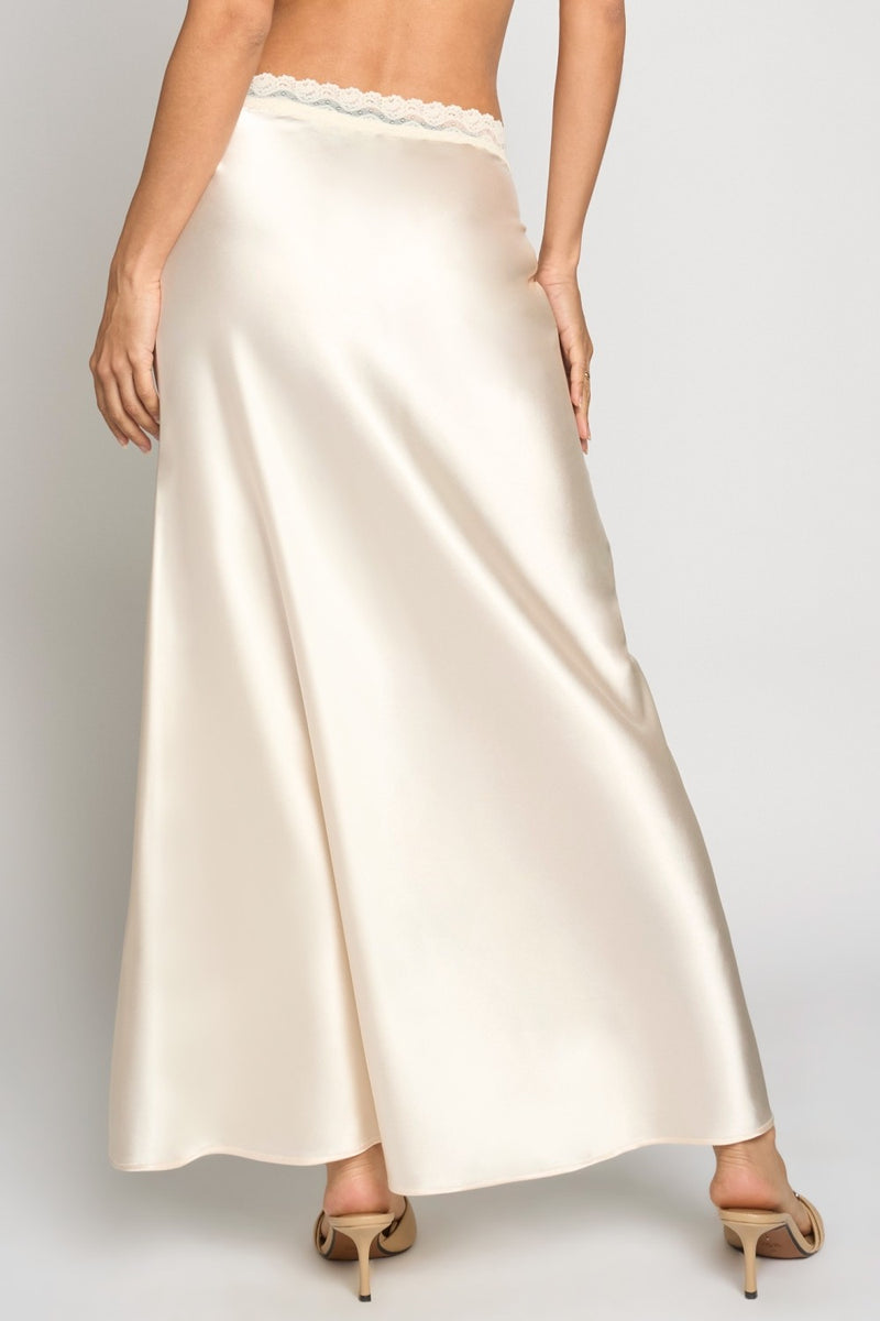 LACE WAIST SLIP SKIRT - CHAMPAGNE