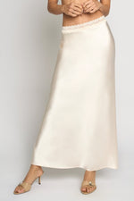 LACE WAIST SLIP SKIRT - CHAMPAGNE