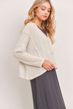 CABLE KNIT CROPPED CARDIGAN