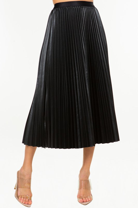 FAUX LEATHER PLEATED SKIRT