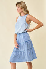 DENIM TIERED SKIRT