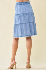 DENIM TIERED SKIRT
