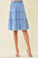 DENIM TIERED SKIRT