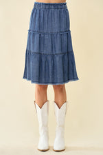DENIM TIERED SKIRT