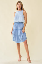DENIM TIERED SKIRT